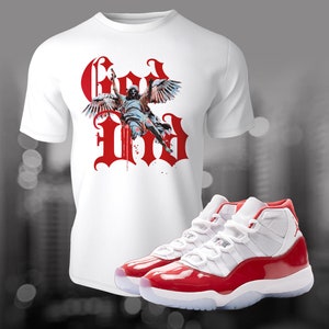 Cherry 11s Retro Red Toro Shirt to Match Street Wear Unisex Summer Sneaker Jersey Short Sleeve Tee