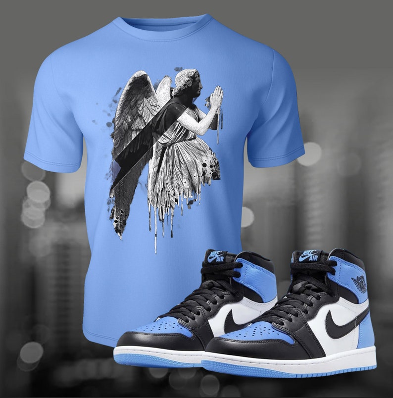1 Retro High OG UNC Toe Shirt to Match Street Wear Unisex Summer Sneaker Jersey Short Sleeve Tee image 2