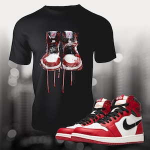 Retro OG 1 Sneaker Match Tee T-shirt to match Red Banned Summer Shoe Match Unisex Jersey Short Sleeve Tee