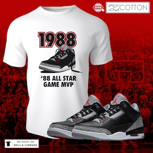 Retro 3 T-shirt a maniche corte T-shirt da sneaker in cemento nero Match 3