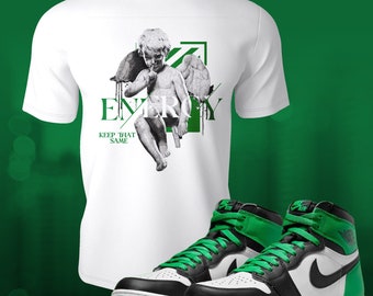 1 High Lucky Green Retro Energy Sneaker Shirt passend zu Street Wear T-Shirt Unisex Kurzarm T-Shirt