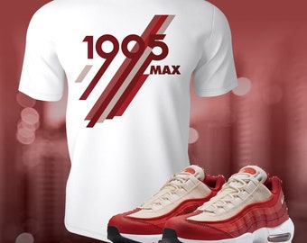 Air Max 95 Mystic Red Shirt to Match Street Wear Summer T-shirt Sneaker Match Tees Unisex Jersey Short Sleeve Tee