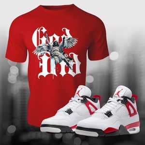 Retro 4 Red Cement 3 God Did Cruel Love Sneaker Match camiseta para combinar con la ropa de calle Summer Shoe Match OG Unisex camiseta de manga corta