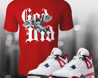 Retro 4 Red Cement 3 God Did Cruel Love Sneaker Match Tee Shirt To Match Streetwear Summer Shoe Match OG Unisex Short Sleeve Tee