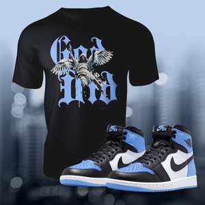 1 Retro High OG UNC Toe Shirt to Match Street Wear Unisex Summer Sneaker Jersey Short Sleeve Tee