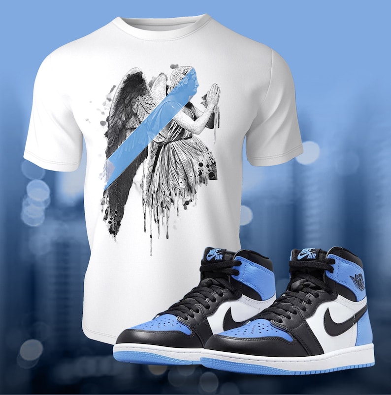 1 Retro High OG UNC Toe Shirt to Match Street Wear Unisex Summer Sneaker Jersey Short Sleeve Tee image 3