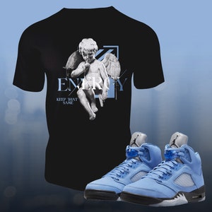 Retro 5 UNC University Blue 5s Energy Sneaker Shirt to Match Street Wear T-shirt Unisex Short Sleeve Tee