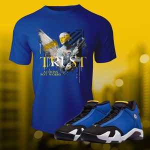 14 Laney Varsity Blue 14s Street Wear Sneaker Shirt to Match Summer Unisex Short Sleeve Tee Shirt