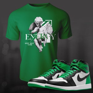 1 High Lucky Green Retro Energy Sneaker Shirt to Match Street Wear T-shirt Unisex Short Sleeve Tee