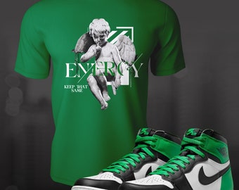 1 High Lucky Green Retro Energy Sneaker Shirt passend zu Street Wear T-Shirt Unisex Kurzarm T-Shirt