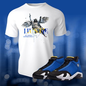 Laney 14 Royal Blue Sneaker Match Tee Hustle Angel Shirt om te matchen met Streetwear Summer Unisex Jersey Short Sleeve Tee