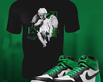 1 High Lucky Green Retro Energy Sneaker Shirt passend zu Street Wear T-Shirt Unisex Kurzarm T-Shirt
