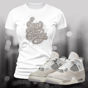Retro 4 Frozen Moments Grau Eye Candy Sneaker Match T-Shirt Schuh Match Streetwear T-Shirt passend zu Unisex Jersey Kurzarm T-Shirt
