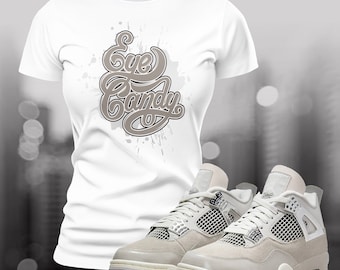 Retro 4 Frozen Moments Grey Eye Candy Sneaker Match Tee Shoe Match Streetwear T-shirt to Match Unisex Jersey Short Sleeve Tee