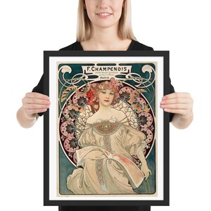 Authentic Wall Art - Art Nouveau, Paris framed poster by Alphonse Mucha. Three different sizes available.