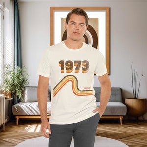 T-shirt vintage 1973 pour les 50 ans, idées cadeaux pour les 50 ans. T-shirt unisexe en jersey à manches courtes