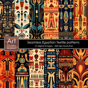 Ägyptische Textile nahtlose Muster, illustrierte Muster für bedruckbares Scrapbook-Papier, digitales Papier, Stoffdesigns, Handyhüllen