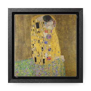 Unique Wall Art - The Kiss (1907-1908) by Gustav Klimt. Framed Gallery Canvas Wrap that makes a beautiful Wall Art piece for Home Decor