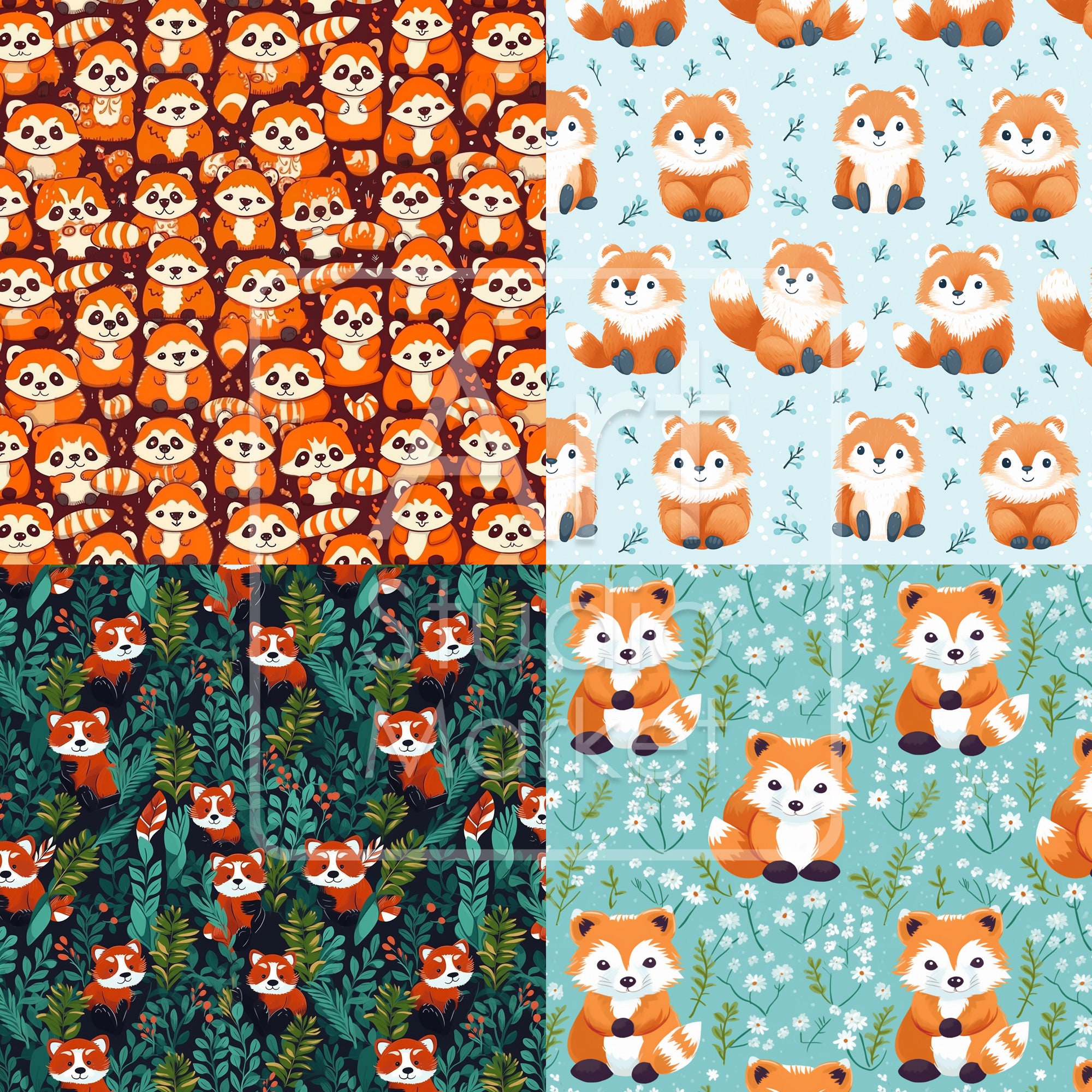 Red Panda Pattern Background Seamless Red Panda Patterns. Digital Paper, Seamless Patterns for ...