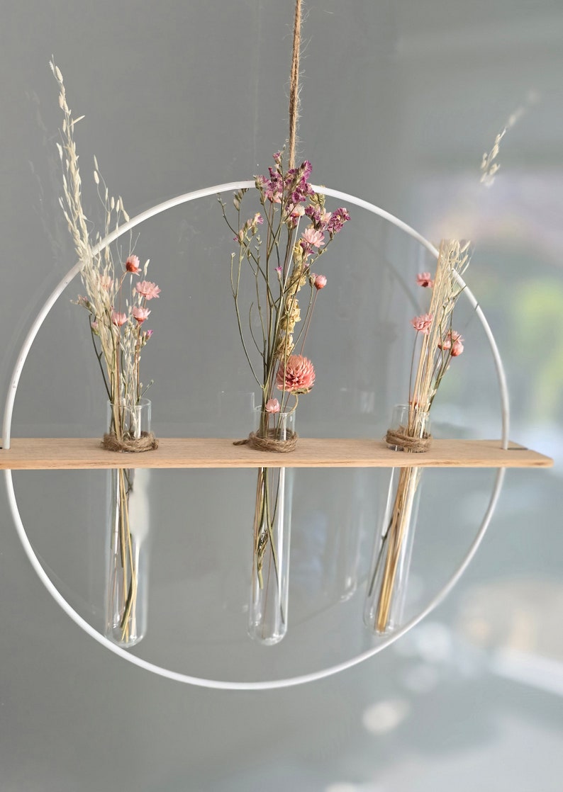Dekoring mit Reagenzglasvasen | Flower Loop | Trockenblumen | Kranz | Dekoring | Wanddeko | Türkranz | Fensterdeko | Reagenzglasvase | Loop 画像 4
