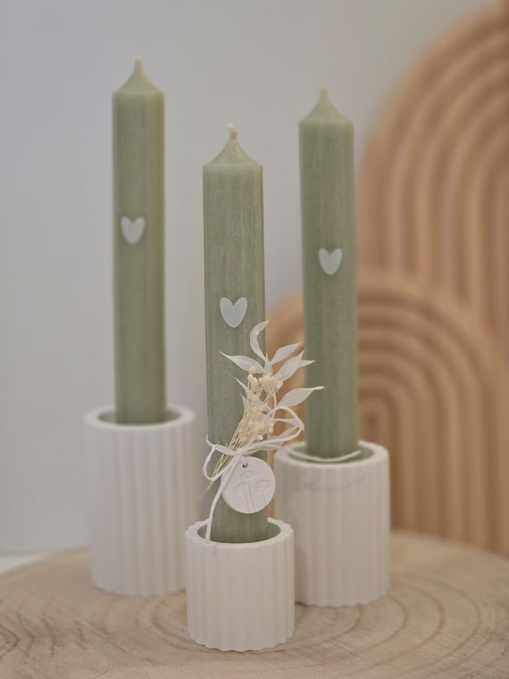 Kerzenhalter im 3er Set | Stabkerzenhalter | Skandi Deko | Schlicht | Rillen | weiß | Kerzenständer | Stabkerzen | Hygge Home | Tischdeko