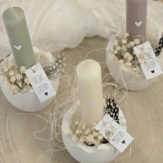 Eierschalen-Kerzenhalter | Osterdeko | Mitbringsel zu Ostern | Osterei | Kerzenständer | Geschenkset zu Ostern | Osterkerze | Eierschale