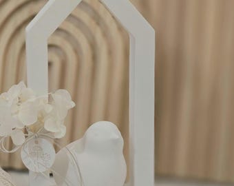 Bird in house frame | Silhouette | Spring decoration | white | Spring