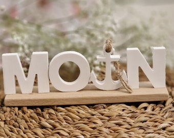 MOIN - letters on wooden strip