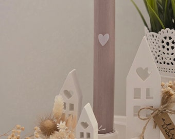 Candle plate with house | Taper candle holder including candle | Hygge | Scandinavian decor | Candle holder |