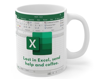 Lost in Excel Tasse, Geschenkidee für Mitarbeiter, Buchführung, Chef, Freund, Kaffeetasse, Keramiktasse, Tabellenkalkulationsfreak, Pivot