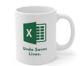 Excel Tasse 'Undo', Geschenkidee für Mitarbeiter, Buchführung, Chef, Freund, Kaffeetasse, Teetasse, Keramiktasse 0.33 Liter, 11oz