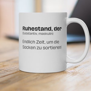 Gift pension, cup retirement, farewell gift colleagues who are retiring, gift idea, cup, pensioner, pensioner