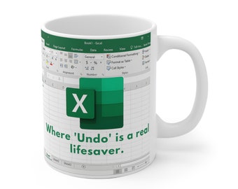 Excel Tasse "UNDO", lustige Geschenkidee für Mitarbeiter, Buchführung, Chef, Freund, Kaffeetasse, Teetasse, Keramiktasse 0.33 Liter, 11oz