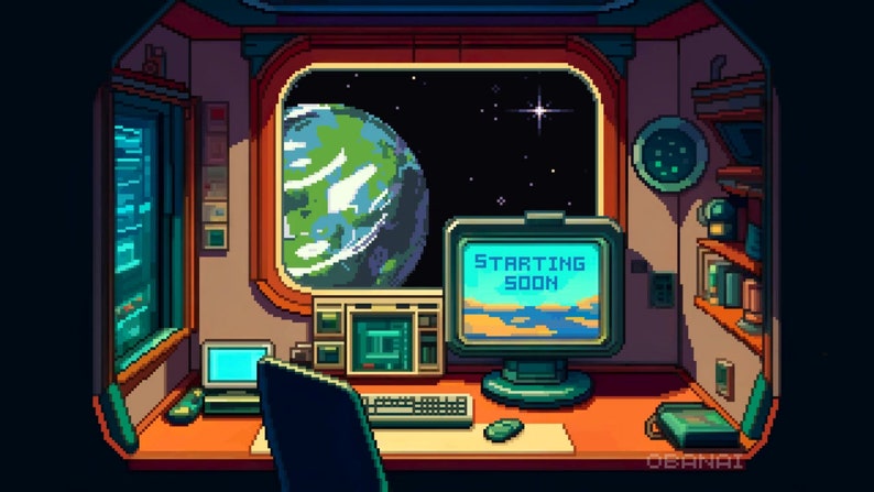 Twitch Animated Screens / Stream / Spaceship / Pixelart / Ending ...