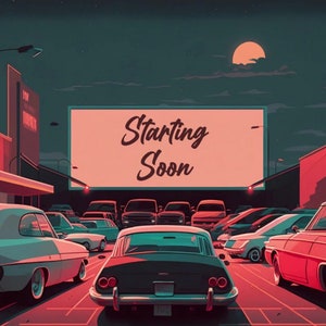 Twitch Overlay Animated / Lofi / Drive-in / Banners / starting soon / stream ending / stream screens / Anime / 80s desk / Vintage Cars