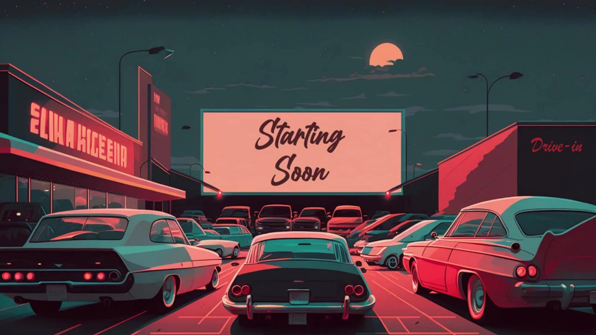 Twitch Overlay Animated / Lofi / Drive-in / Banners / starting soon / stream ending / stream screens / Anime / 80s desk / Vintage Cars