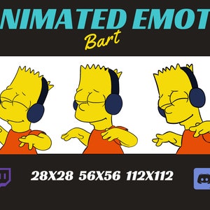 Twitch emote Animated / The Simpsons Bart GIF Discord Vibing Vibe Dancing Meme Emote for Stream Dance Music Hear phone Youtube image 1