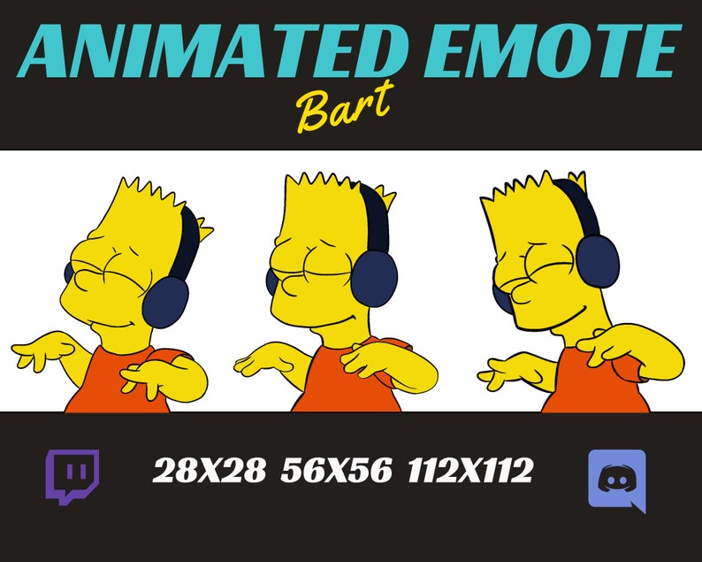 Twitch emote Animated / The Simpsons Bart GIF Discord Vibing Vibe Dancing Meme Emote for Stream Dance Music Hear phone Youtube image 1