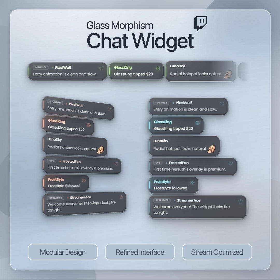 Glass Twitch Chat Box – Minimal Transparent Streamelements Overlay ...