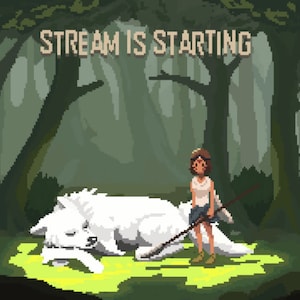 Twitch Overlay Animated / Twitch / Banners / starting soon / stream ending / stream screens / pixelart / studio ghibli / Princess Mononoke