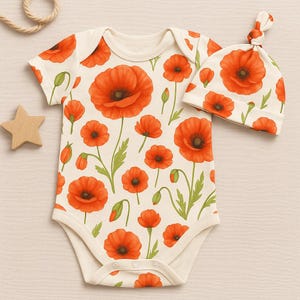 Nahtloses Aquarellmuster mit rotem Mohn – Florales digitales Papier für Babykleidung, Geschenkpapier, Stoff und Scrapbooking