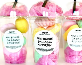 Mini-badbombsset i kopp – Färgglada handgjorda badbomber – Söt spa-presentidé