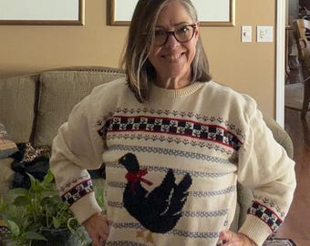 VINTAGE Eddie Bauer 90’s duck with bow sweater
