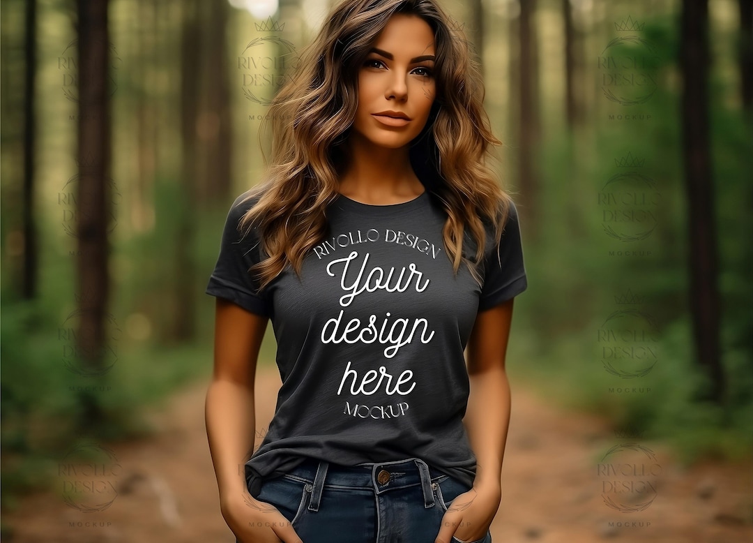 Bella Canvas 3001 Mockup, Heather Dark Gray 3001 Mockup, Tshirt Mockup ...