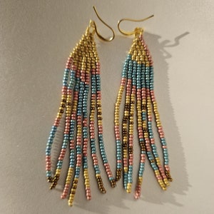 Dangle Earrings,  Boho Earrings, Gift for Her Summer Earrings, Seed Bead Earrings