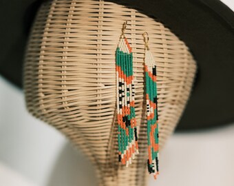 Dangle Earrings,  Boho Earrings, Gift for Her Summer Earrings, Seed Bead Earrings