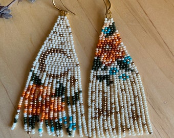 Dangle Earrings,  Boho Earrings, Gift for Her Summer Earrings, Seed Bead Earrings