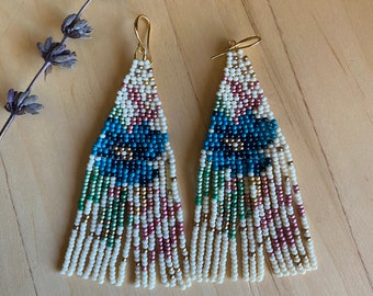 Dangle Earrings,  Boho Earrings, Gift for Her, Summer Earrings, Seed Bead Earrings