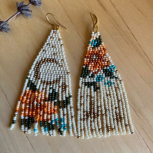 Dangle Earrings,  Boho Earrings, Gift for Her Summer Earrings, Seed Bead Earrings