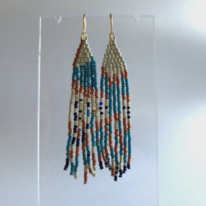 Dangle Earrings,  Boho Earrings, Gift for Her Summer Earrings, Seed Bead Earrings